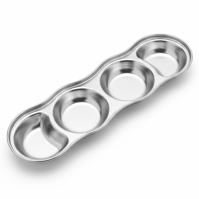 AKDC Stainless Steel 4 - Part Sauce & Condiment Tray | 27cm × 8cm - Al Kabayel Discount CentreAKDC Stainless Steel 4 - Part Sauce & Condiment Tray | 27cm × 8cmServing TraysAKDCAl Kabayel Discount Centre