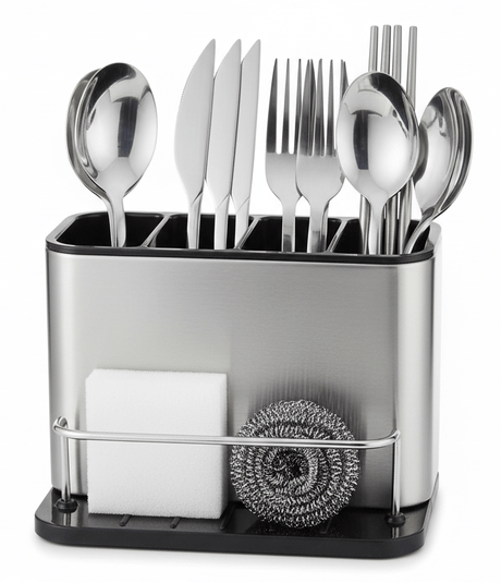 AKDC Stainless Steel 4 - Section Cutlery Holder with Built - In Drainer System – Hygienic & Rust - Proof Kitchen Storage Solution (180×128×130 mm) - Al Kabayel Discount CentreAKDC Stainless Steel 4 - Section Cutlery Holder with Built - In Drainer System – Hygienic & Rust - Proof Kitchen Storage Solution (180×128×130 mm)Organizers & AccessoriesAKDCAl Kabayel Discount Centre