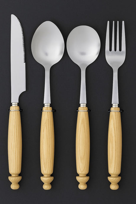 AKDC Stainless Steel 4pcs Cutlery Set with Wooden Handle - Al Kabayel Discount CentreAKDC Stainless Steel 4pcs Cutlery Set with Wooden HandleKitchen Utensils & GadgetsAKDCAl Kabayel Discount Centre