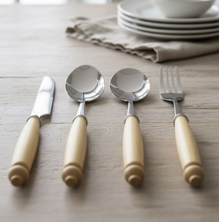 AKDC Stainless Steel 4pcs Cutlery Set with Wooden Handle - Al Kabayel Discount CentreAKDC Stainless Steel 4pcs Cutlery Set with Wooden HandleKitchen Utensils & GadgetsAKDCAl Kabayel Discount Centre