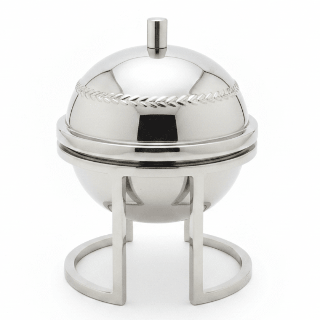 AKDC Stainless Steel Dates Bowl with Lid and Decorative Stand for Stylish Serving – 12.5 × 15 cm - Al Kabayel Discount CentreAKDC Stainless Steel Dates Bowl with Lid and Decorative Stand for Stylish Serving – 12.5 × 15 cmBowlsAKDCAl Kabayel Discount Centre