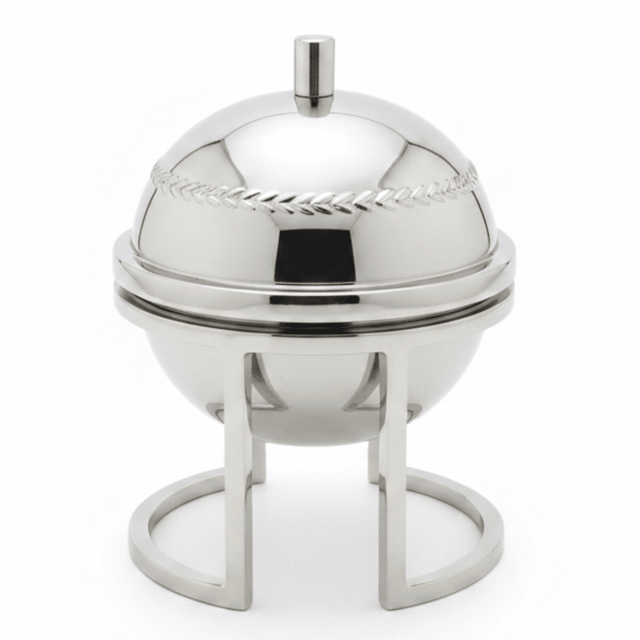 AKDC Stainless Steel Dates Bowl with Lid and Decorative Stand for Stylish Serving – 12.5 × 15 cm - Al Kabayel Discount CentreAKDC Stainless Steel Dates Bowl with Lid and Decorative Stand for Stylish Serving – 12.5 × 15 cmBowlsAKDCAl Kabayel Discount Centre