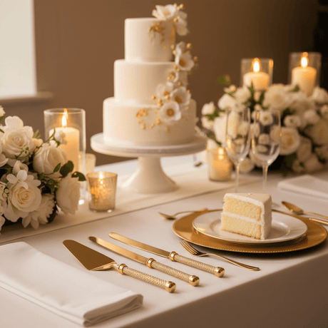 AKDC Stainless Steel Gold Diamond Pattern Handle Cake Serving Set Premium Cake Knife and Server Set for Celebrations – 30 cm - Al Kabayel Discount CentreAKDC Stainless Steel Gold Diamond Pattern Handle Cake Serving Set Premium Cake Knife and Server Set for Celebrations – 30 cmKnife & Knife SetsAKDCAl Kabayel Discount Centre