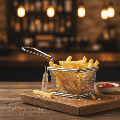 AKDC Stainless Steel Mesh Fries Holder (19×10×7 cm) - Al Kabayel Discount CentreAKDC Stainless Steel Mesh Fries Holder (19×10×7 cm)Frying Pans & SkilletsAKDCAl Kabayel Discount Centre