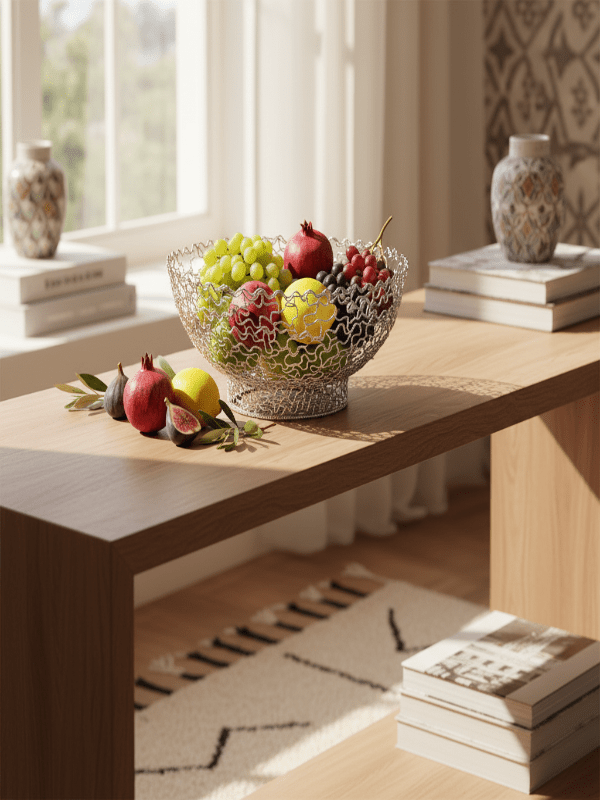 AKDC Stainless Steel Mesh Fruit Basket – Silver Finish, 17 × 8 cm Kitchen Organizer - Al Kabayel Discount CentreAKDC Stainless Steel Mesh Fruit Basket – Silver Finish, 17 × 8 cm Kitchen OrganizerOrganizers & AccessoriesAKDCAl Kabayel Discount Centre