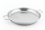 AKDC Stainless Steel Round Grill Pan – 23cm | Ridged Grilling Surface | Dual Handles - Al Kabayel Discount CentreAKDC Stainless Steel Round Grill Pan – 23cm | Ridged Grilling Surface | Dual HandlesServing TraysAKDCAl Kabayel Discount Centre