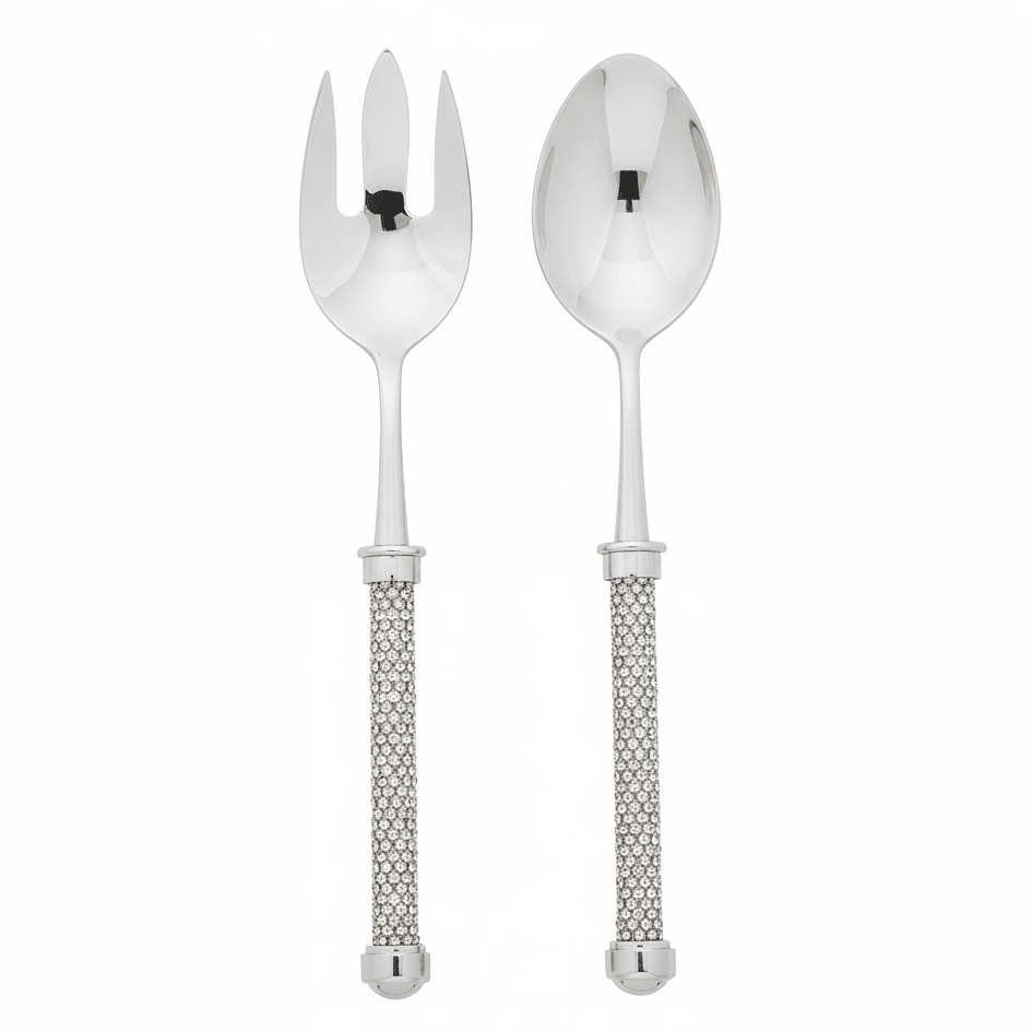 AKDC Stainless Steel silver Diamond Handle Salad Serving Set Stylish Serving Utensils for Salads and Buffets – 28 cm - Al Kabayel Discount CentreAKDC Stainless Steel silver Diamond Handle Salad Serving Set Stylish Serving Utensils for Salads and Buffets – 28 cmKnife & Knife SetsAKDCAl Kabayel Discount Centre