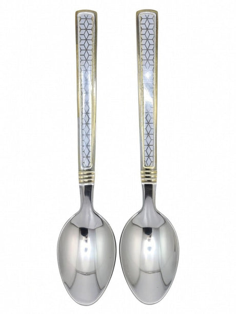 AKDC Stainless Steel Tea Spoon Set – 6 Pcs, 15 cm,Silver With Gold Elegant Pattern Design 1 - Al Kabayel Discount CentreAKDC Stainless Steel Tea Spoon Set – 6 Pcs, 15 cm,Silver With Gold Elegant Pattern Design 1SpoonsAKDCAl Kabayel Discount Centre