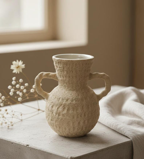 AKDC Stylish Beige Ceramic Vase – 22 cm Minimalist Interior Décor Vase - Al Kabayel Discount CentreAKDC Stylish Beige Ceramic Vase – 22 cm Minimalist Interior Décor VaseFlower/Plant PotsAKDCAl Kabayel Discount Centre