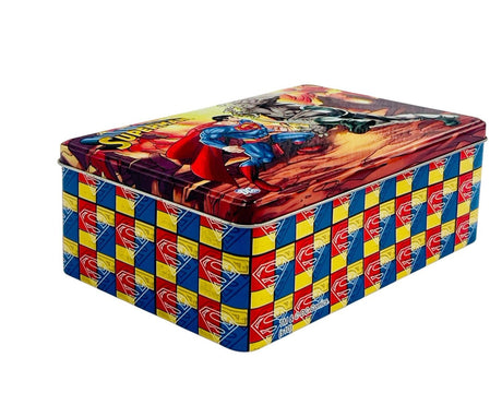 AKDC Superman War Metal Canister 20cm*13cm*7.5cm, Blue - W09803 - Al Kabayel Discount CentreAKDC Superman War Metal Canister 20cm*13cm*7.5cm, Blue - W09803Food ContainersAKDCAl Kabayel Discount Centre
