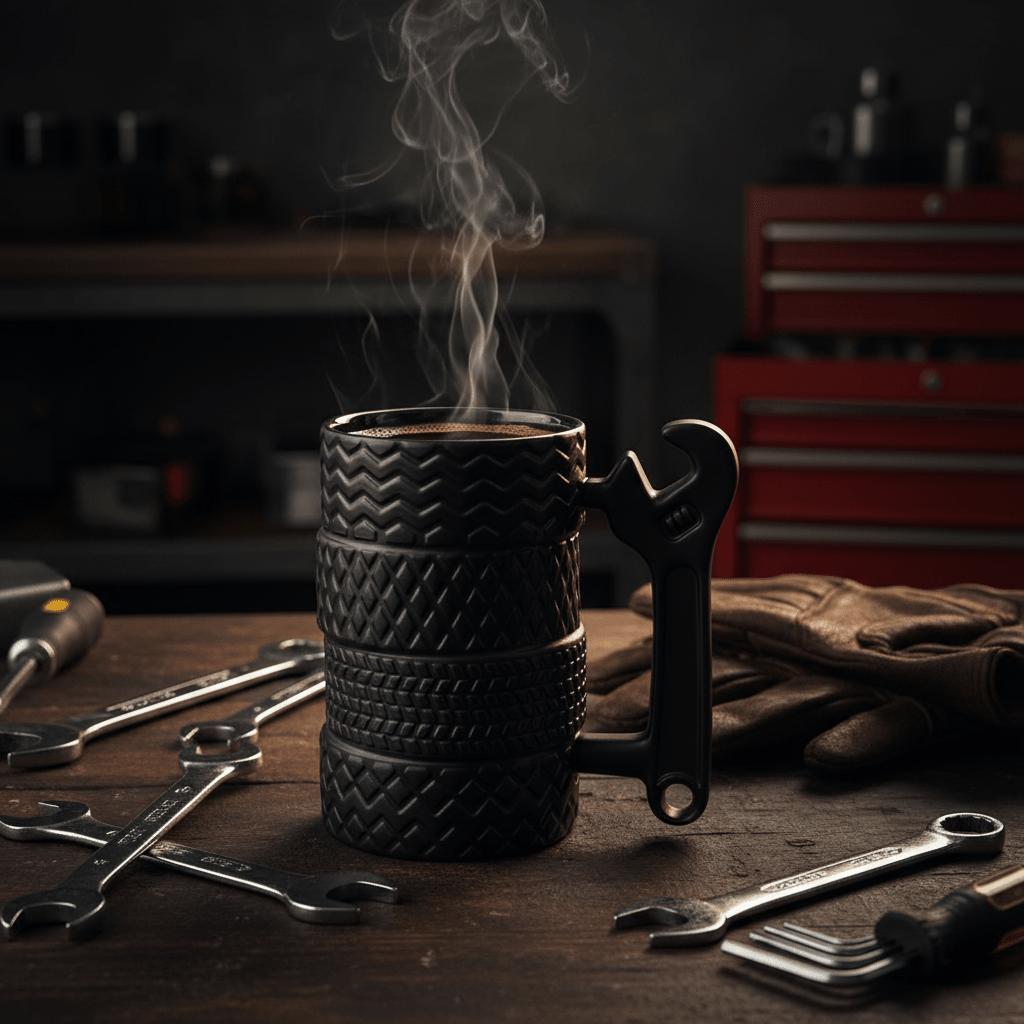 AKDC Tire & Wrench Ceramic Coffee Mug 400ml | Matte Black | Novelty Gift for Car Lovers & Mechanics - Al Kabayel Discount CentreAKDC Tire & Wrench Ceramic Coffee Mug 400ml | Matte Black | Novelty Gift for Car Lovers & MechanicsMugsAKDCAl Kabayel Discount Centre