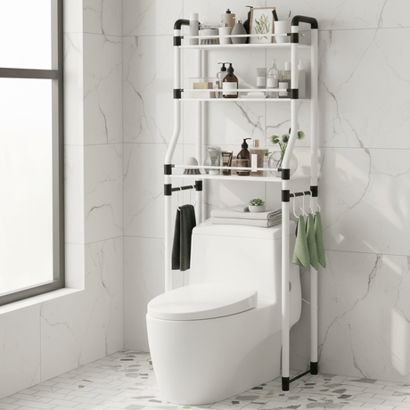 AKDC Toilet Rack 3 - Tier Over - Toilet Storage Shelf Carbon Steel 155cm – Assorted Colors - Al Kabayel Discount CentreAKDC Toilet Rack 3 - Tier Over - Toilet Storage Shelf Carbon Steel 155cm – Assorted ColorsHome Décor AccentsAKDCAl Kabayel Discount Centre