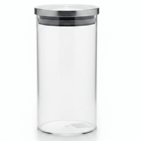 AKDC Transparent Acrylic Storage Canister with Silver Lid for Modern Kitchen Storage 20 × 10 cm - Al Kabayel Discount CentreAKDC Transparent Acrylic Storage Canister with Silver Lid for Modern Kitchen Storage 20 × 10 cmJars & Food SaversAKDCAl Kabayel Discount Centre