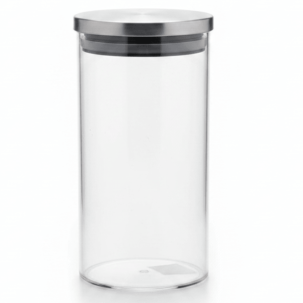AKDC Transparent Acrylic Storage Canister with Silver Lid for Modern Kitchen Storage 20 × 10 cm - Al Kabayel Discount CentreAKDC Transparent Acrylic Storage Canister with Silver Lid for Modern Kitchen Storage 20 × 10 cmJars & Food SaversAKDCAl Kabayel Discount Centre