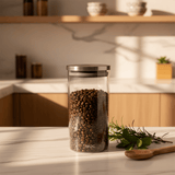 AKDC Transparent Acrylic Storage Canister with Silver Lid for Modern Kitchen Storage 20 × 10 cm - Al Kabayel Discount CentreAKDC Transparent Acrylic Storage Canister with Silver Lid for Modern Kitchen Storage 20 × 10 cmJars & Food SaversAKDCAl Kabayel Discount Centre