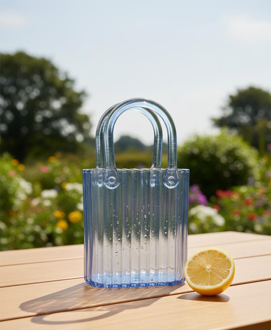 AKDC Transparent Blue Glass Bag - Shaped Designer Vase – 23×13 cm - Al Kabayel Discount CentreAKDC Transparent Blue Glass Bag - Shaped Designer Vase – 23×13 cmFlower/Plant PotsAKDCAl Kabayel Discount Centre