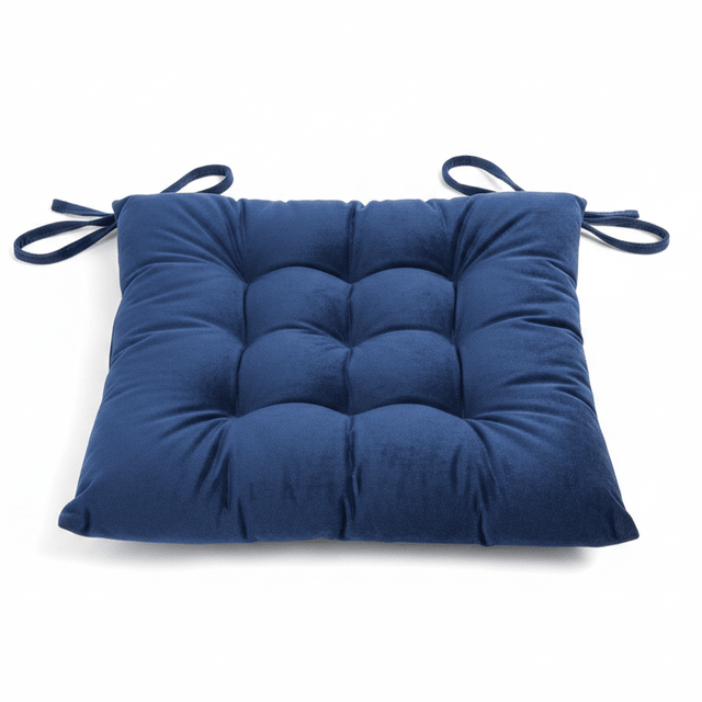 AKDC Tufted Velvet Navy Blue Square Seat Cushion with Ties Elegant Comfortable Chair Pad for Dining and Living Room 40 cm - Al Kabayel Discount CentreAKDC Tufted Velvet Navy Blue Square Seat Cushion with Ties Elegant Comfortable Chair Pad for Dining and Living Room 40 cmFloor Pillows & CushionsAKDCAl Kabayel Discount Centre