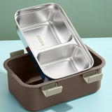 AKDC Two Compartment Lunch Box with Cutlery 850ml, SUS304 Stainless Steel Interior, Beige - Al Kabayel Discount CentreAKDC Two Compartment Lunch Box with Cutlery 850ml, SUS304 Stainless Steel Interior, BeigeFood ContainersAKDCAl Kabayel Discount Centre