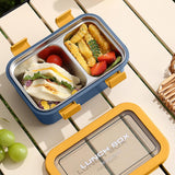 AKDC Two Compartment Lunch Box with Cutlery 850ml, SUS304 Stainless Steel Interior, Navy Blue/Yellow - Al Kabayel Discount CentreAKDC Two Compartment Lunch Box with Cutlery 850ml, SUS304 Stainless Steel Interior, Navy Blue/YellowFood ContainersAKDCAl Kabayel Discount Centre