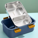 AKDC Two Compartment Lunch Box with Cutlery 850ml, SUS304 Stainless Steel Interior, Navy Blue/Yellow - Al Kabayel Discount CentreAKDC Two Compartment Lunch Box with Cutlery 850ml, SUS304 Stainless Steel Interior, Navy Blue/YellowFood ContainersAKDCAl Kabayel Discount Centre