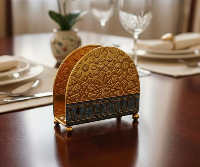 AKDC Unique Designer Napkin Holder with Gold and Blue Dual - Tone Finish, Elegant Accent Piece for Dining & Living Spaces - Al Kabayel Discount CentreAKDC Unique Designer Napkin Holder with Gold and Blue Dual - Tone Finish, Elegant Accent Piece for Dining & Living SpacesHome Décor AccentsAKDCAl Kabayel Discount Centre