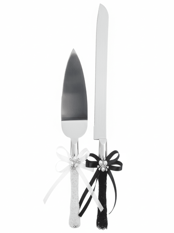 AKDC Wedding Cake Knife & Spatula Server Set – Stainless Steel, Black & White Handle - Al Kabayel Discount CentreAKDC Wedding Cake Knife & Spatula Server Set – Stainless Steel, Black & White HandleKnife & Knife SetsAKDCAl Kabayel Discount Centre