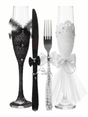 AKDC Wedding Champagne Flute & Cake Server Set – Includes 2 Glasses, Knife & Fork, Black & White - Al Kabayel Discount CentreAKDC Wedding Champagne Flute & Cake Server Set – Includes 2 Glasses, Knife & Fork, Black & WhiteWine GlassesAKDCAl Kabayel Discount Centre