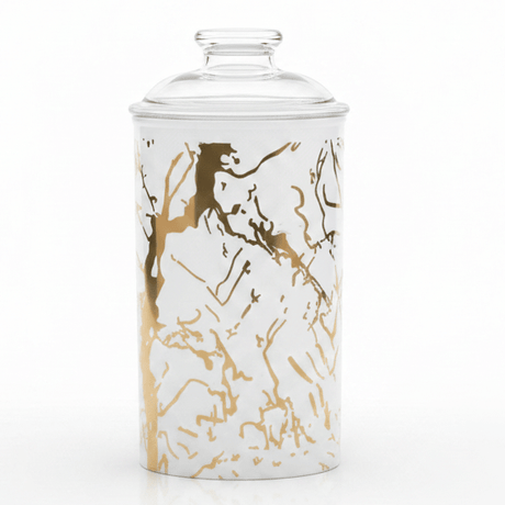 AKDC White and Gold Premium Acrylic Storage Canister with Lid for Modern Kitchen Storage 17 × 10 cm - Al Kabayel Discount CentreAKDC White and Gold Premium Acrylic Storage Canister with Lid for Modern Kitchen Storage 17 × 10 cmJars & Food SaversAKDCAl Kabayel Discount Centre