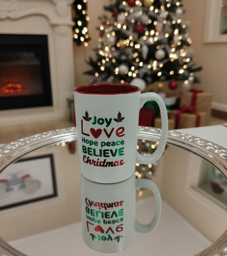 AKDC White Ceramic Christmas Mug 400 ml – Inspirational Joy, Love, Hope, Peace, Believe Holiday Text Design - Al Kabayel Discount CentreAKDC White Ceramic Christmas Mug 400 ml – Inspirational Joy, Love, Hope, Peace, Believe Holiday Text DesignMugsAKDCAl Kabayel Discount Centre