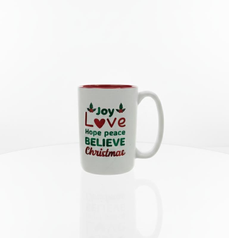 AKDC White Ceramic Christmas Mug 400 ml – Inspirational Joy, Love, Hope, Peace, Believe Holiday Text Design - Al Kabayel Discount CentreAKDC White Ceramic Christmas Mug 400 ml – Inspirational Joy, Love, Hope, Peace, Believe Holiday Text DesignMugsAKDCAl Kabayel Discount Centre