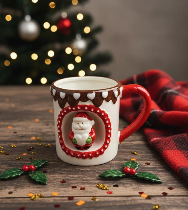 AKDC White Ceramic Christmas Mug 450 ml – 3D Santa Figurine Design with Red & Brown Accents - Al Kabayel Discount CentreAKDC White Ceramic Christmas Mug 450 ml – 3D Santa Figurine Design with Red & Brown AccentsMugsAKDCAl Kabayel Discount Centre
