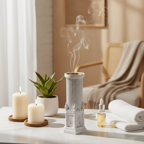 AKDC White Ceramic Decorative Incense Holder – Sophisticated Design for Relaxation and Home Ambiance – 21.5 cm - Al Kabayel Discount CentreAKDC White Ceramic Decorative Incense Holder – Sophisticated Design for Relaxation and Home Ambiance – 21.5 cmCeramic Incense BurnerAKDCAl Kabayel Discount Centre