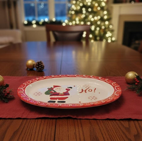 AKDC White Ceramic Oval Plate 31×22 cm – Classic Santa Design Holiday Plate - Al Kabayel Discount CentreAKDC White Ceramic Oval Plate 31×22 cm – Classic Santa Design Holiday PlatePlatesAKDCAl Kabayel Discount Centre