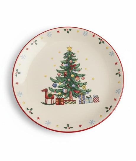 AKDC White Ceramic Round Plate 21 cm – Xmas Tree Pattern Holiday Serving Plate - Al Kabayel Discount CentreAKDC White Ceramic Round Plate 21 cm – Xmas Tree Pattern Holiday Serving PlatePlatesAKDCAl Kabayel Discount Centre