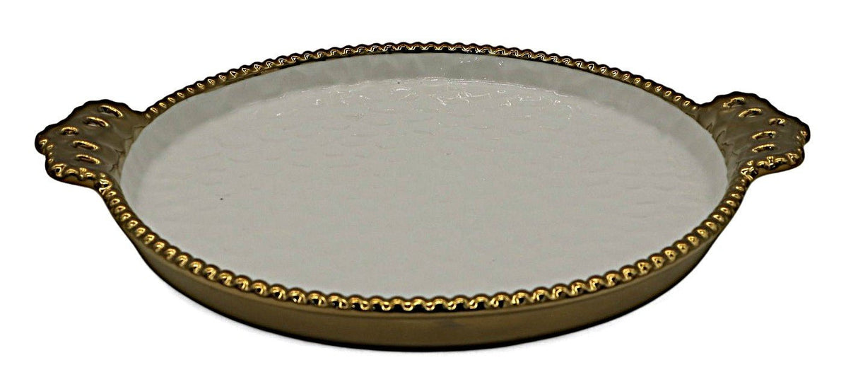 AKDC White & Gold Ceramic Fruit Plate – 25 cm, Decorative & Functional Elegance - Al Kabayel Discount CentreAKDC White & Gold Ceramic Fruit Plate – 25 cm, Decorative & Functional EleganceServing TraysAKDCAl Kabayel Discount Centre