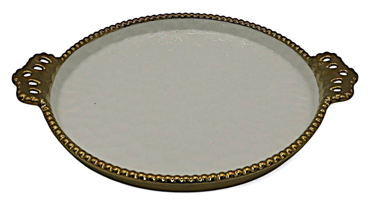AKDC White & Gold Ceramic Fruit Plate – 25 cm, Decorative & Functional Elegance - Al Kabayel Discount CentreAKDC White & Gold Ceramic Fruit Plate – 25 cm, Decorative & Functional EleganceServing TraysAKDCAl Kabayel Discount Centre