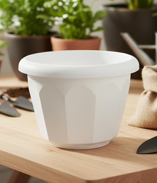 AKDC White Plastic Plant Pot – Tall Modern Garden Planter – 18×24 cm - Al Kabayel Discount CentreAKDC White Plastic Plant Pot – Tall Modern Garden Planter – 18×24 cmFlower/Plant PotsAKDCAl Kabayel Discount Centre