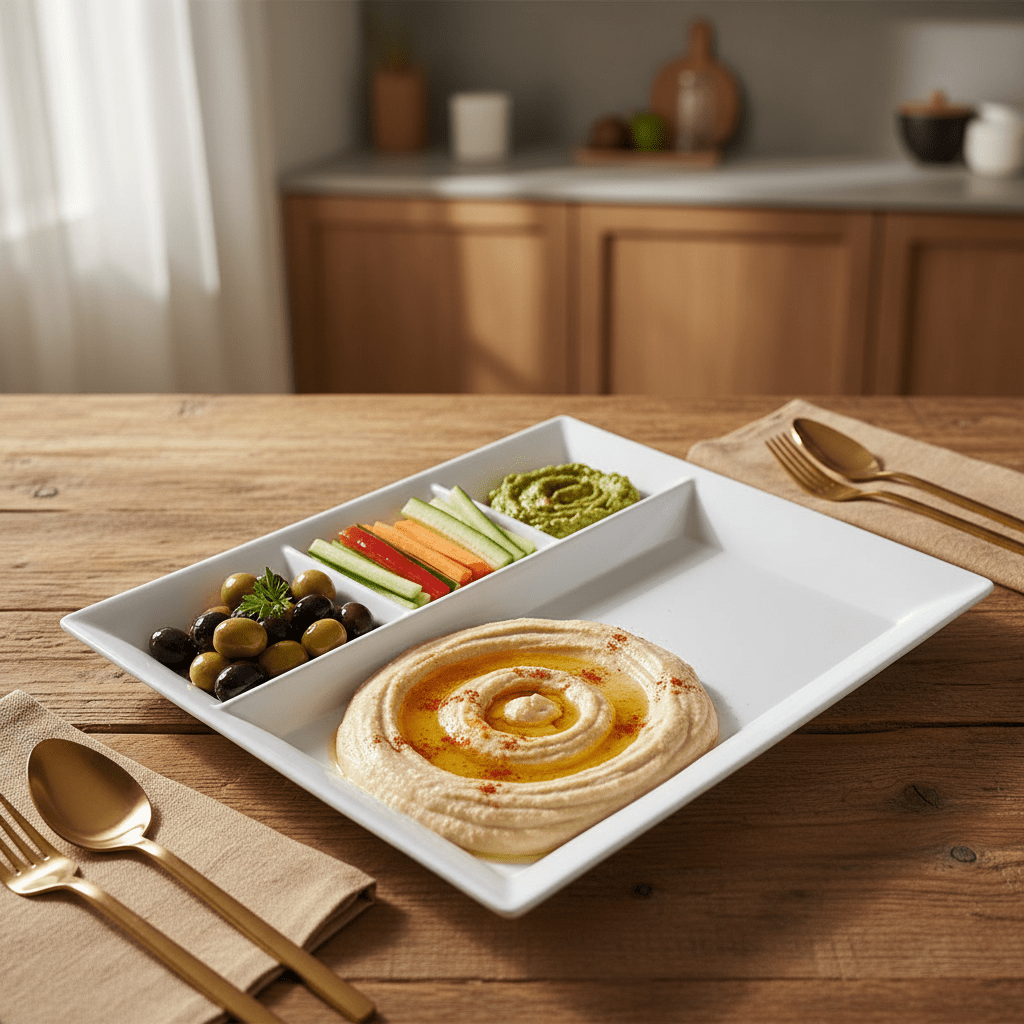 AKDC White Rectangular Melamine 4 Portion Serving Plate 33 × 26 cm Durable Section Tray for Everyday Use Kitchen and Restaurant - Al Kabayel Discount CentreAKDC White Rectangular Melamine 4 Portion Serving Plate 33 × 26 cm Durable Section Tray for Everyday Use Kitchen and RestaurantPlatesAKDCAl Kabayel Discount Centre