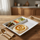 AKDC White Rectangular Melamine 4 Portion Serving Plate 33 × 26 cm Durable Section Tray for Everyday Use Kitchen and Restaurant - Al Kabayel Discount CentreAKDC White Rectangular Melamine 4 Portion Serving Plate 33 × 26 cm Durable Section Tray for Everyday Use Kitchen and RestaurantPlatesAKDCAl Kabayel Discount Centre