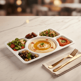 AKDC White Rectangular Melamine 6 Portion Serving Plate 38 × 28 cm Food Grade Partition Plate for Buffet Hotel and Home Dining - Al Kabayel Discount CentreAKDC White Rectangular Melamine 6 Portion Serving Plate 38 × 28 cm Food Grade Partition Plate for Buffet Hotel and Home DiningPlatesAKDCAl Kabayel Discount Centre