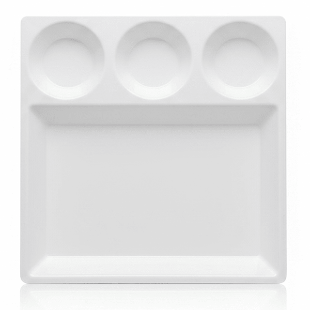 AKDC White Square Melamine 4 Portion Serving Plate 30 cm Multi Section Dining Plate for Home Kitchen and Restaurant Use - Al Kabayel Discount CentreAKDC White Square Melamine 4 Portion Serving Plate 30 cm Multi Section Dining Plate for Home Kitchen and Restaurant UsePlatesAKDCAl Kabayel Discount Centre
