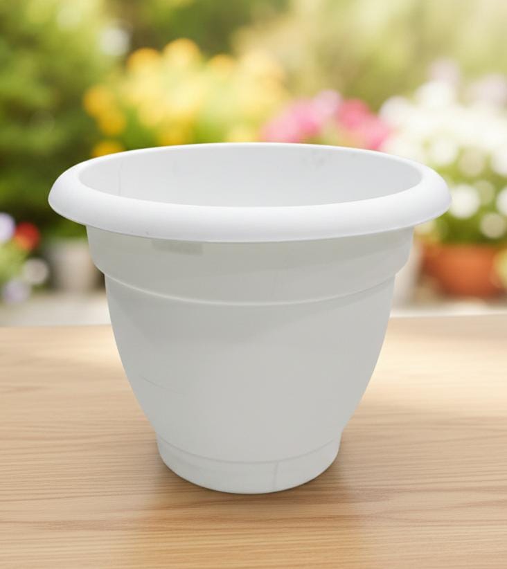 AKDC White Wide Plastic Plant Pot – Premium Deep Garden Planter – 33×26 cm - Al Kabayel Discount CentreAKDC White Wide Plastic Plant Pot – Premium Deep Garden Planter – 33×26 cmFlower/Plant PotsAKDCAl Kabayel Discount Centre