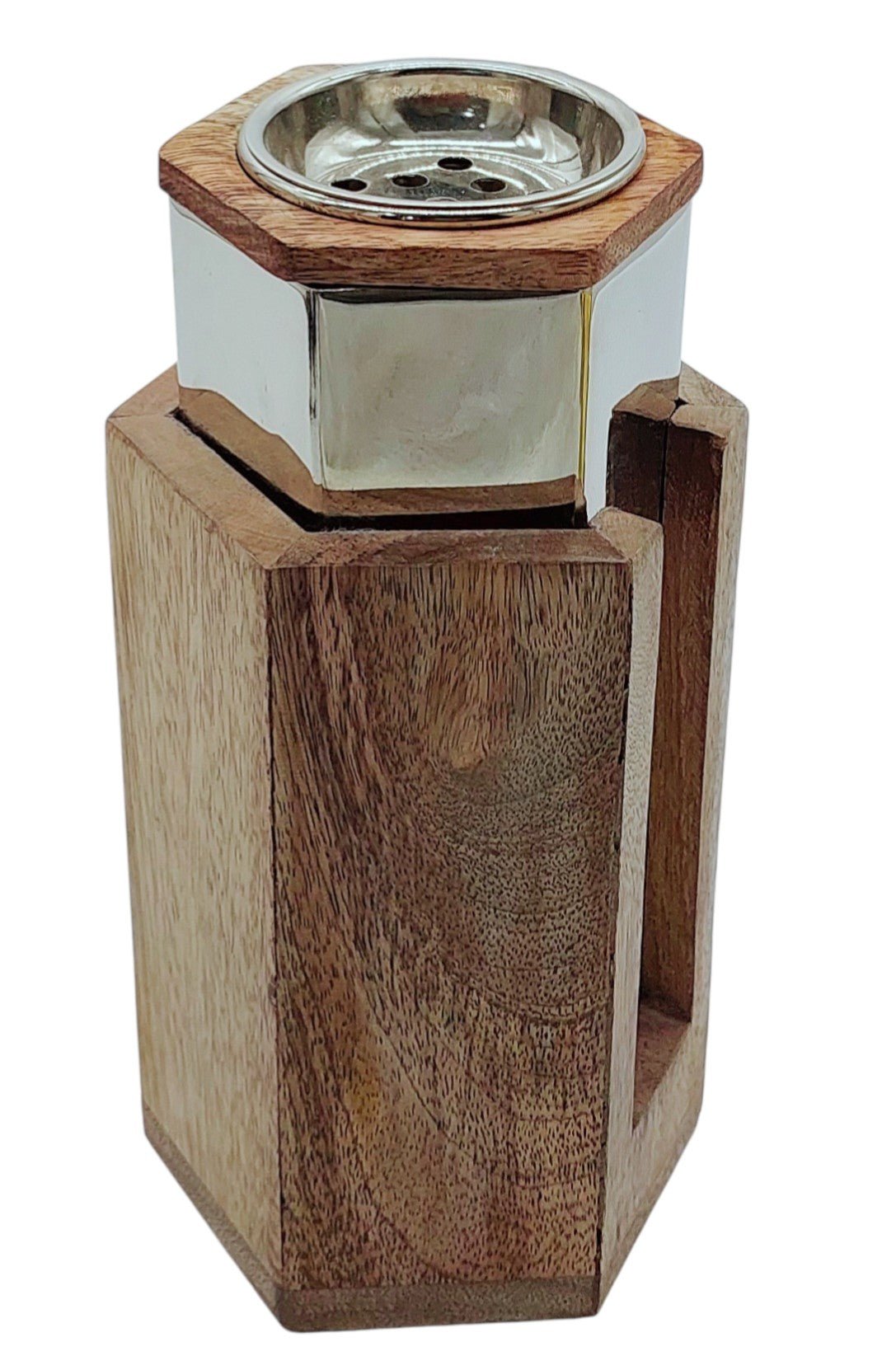 AKDC Wooden and Metal Incense Burner 11cm*21cm, Silver/Wood, BD32107L - Al Kabayel Discount CentreAKDC Wooden and Metal Incense Burner 11cm*21cm, Silver/Wood, BD32107LHome Décor AccentsAKDCAl Kabayel Discount Centre