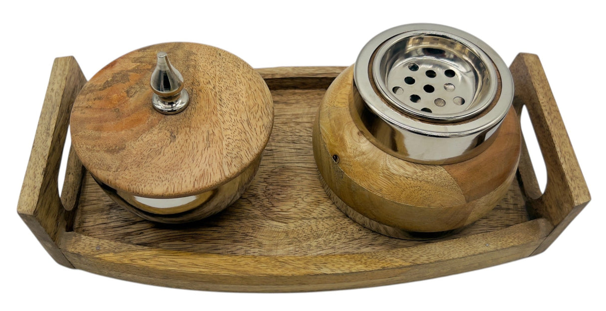 AKDC Wooden and Metal Incense Burner Set with Tray 30cm*16cm*11cm - Al Kabayel Discount CentreAKDC Wooden and Metal Incense Burner Set with Tray 30cm*16cm*11cmHome Décor AccentsAKDCAl Kabayel Discount Centre