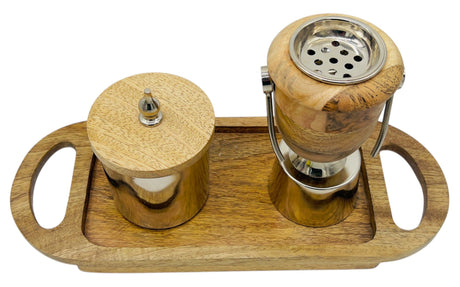 AKDC Wooden and Metal Incense Burner Set with Tray 39cm*15cm*18.5cm, BD32118 - Al Kabayel Discount CentreAKDC Wooden and Metal Incense Burner Set with Tray 39cm*15cm*18.5cm, BD32118Home Décor AccentsAKDCAl Kabayel Discount Centre