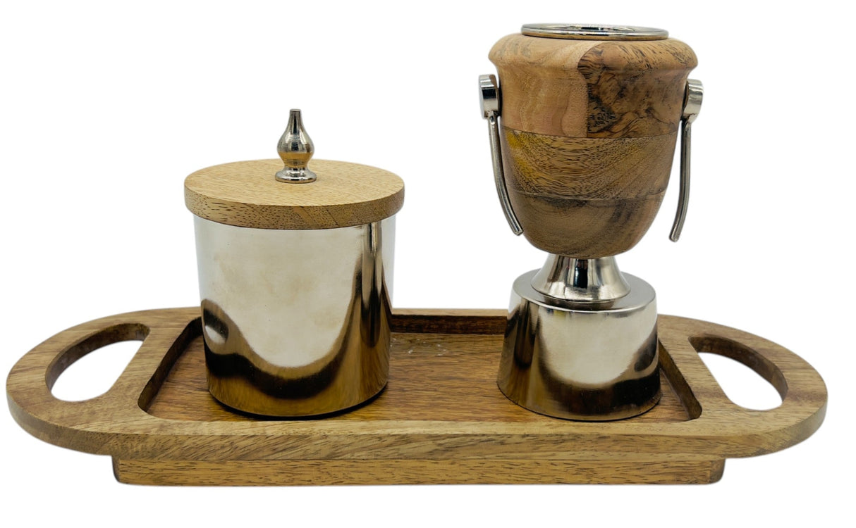 AKDC Wooden and Metal Incense Burner Set with Tray 39cm*15cm*18.5cm, BD32118 - Al Kabayel Discount CentreAKDC Wooden and Metal Incense Burner Set with Tray 39cm*15cm*18.5cm, BD32118Home Décor AccentsAKDCAl Kabayel Discount Centre