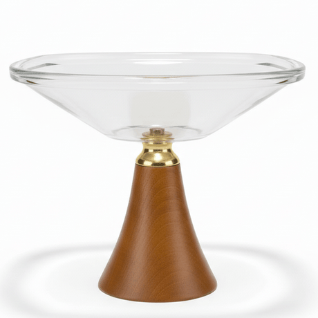 AKDC Wooden Base Footed Glass Fruit Bowl – Decorative Serving Centerpiece for Fruits Desserts & Table Display – 22 cm - Al Kabayel Discount CentreAKDC Wooden Base Footed Glass Fruit Bowl – Decorative Serving Centerpiece for Fruits Desserts & Table Display – 22 cmBowlsAKDCAl Kabayel Discount Centre