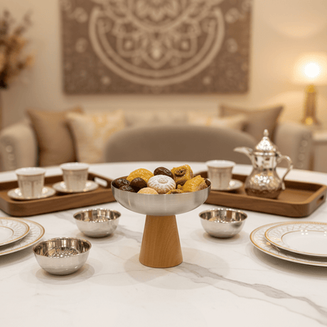 AKDC Wooden Base Silver Metal Dessert Cup with Elegant Design for Small Servings – 150 ml - Al Kabayel Discount CentreAKDC Wooden Base Silver Metal Dessert Cup with Elegant Design for Small Servings – 150 mlBowlsAKDCAl Kabayel Discount Centre