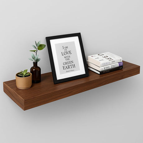 AKDC Wooden Floating Wall Shelf 70cm – Dark Walnut - Al Kabayel Discount CentreAKDC Wooden Floating Wall Shelf 70cm – Dark WalnutAKDCHardwaresAl Kabayel Discount Centre