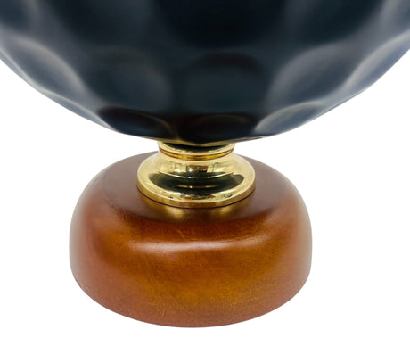 AKDC Wooden Footed Metal Fruit Bowl 20cm*20.5cm, Black - Al Kabayel Discount CentreAKDC Wooden Footed Metal Fruit Bowl 20cm*20.5cm, BlackBowlsAKDCAl Kabayel Discount Centre